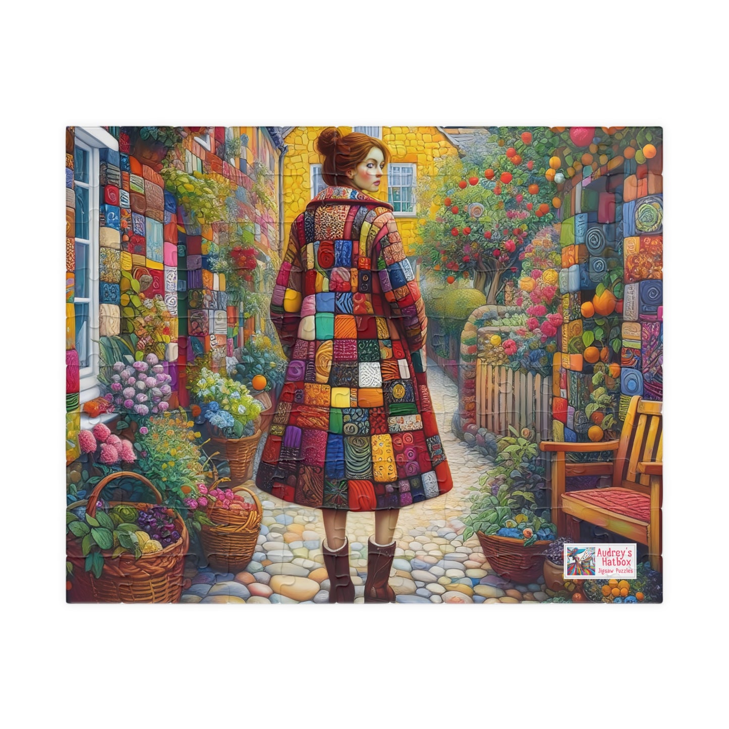 Rainbow Lane Jigsaw Puzzle (110, 252, 520, 1014-piece). Colourful whimsical storybook patchwork village. Fun family activity gift idea.