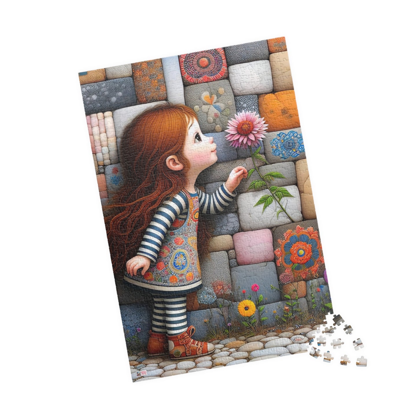 Hello Spring! Jigsaw Puzzle (110, 252, 520, 1014-piece). Cute whimsical patchwork wonder, first flower of the season. Fun family gift idea.