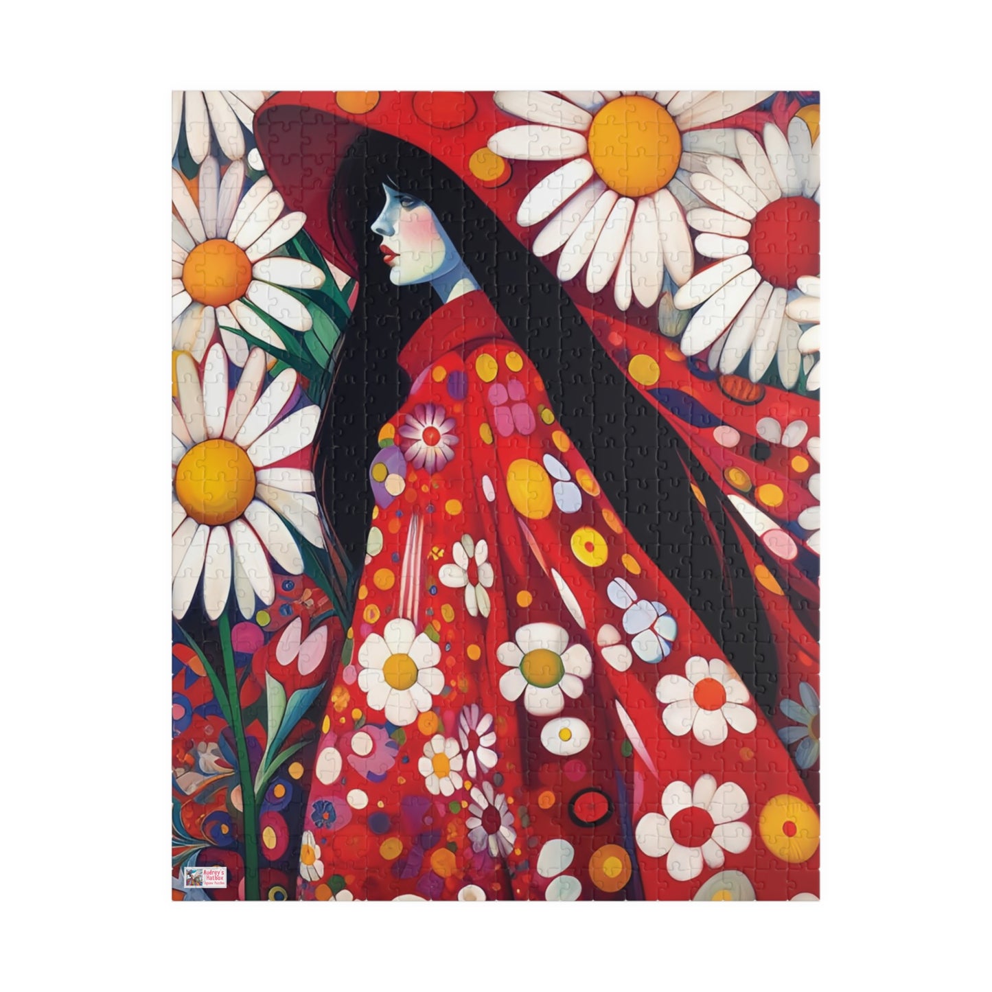 Daisy Dreams Jigsaw Puzzle (110, 252, 520, 1014-piece). Unique, Whimsical, Vintage, Pretty Birthday Gift Idea. Family Fun Game All Ages.