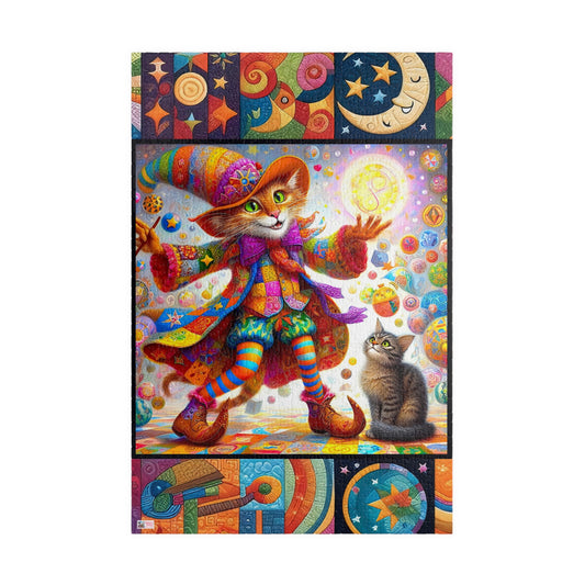 Wizard Cat Patchwork Jigsaw Puzzle (110, 252, 520, 1014-piece). Fantasy, magic, whimsy and charm for the whole family. Fun Game All Ages