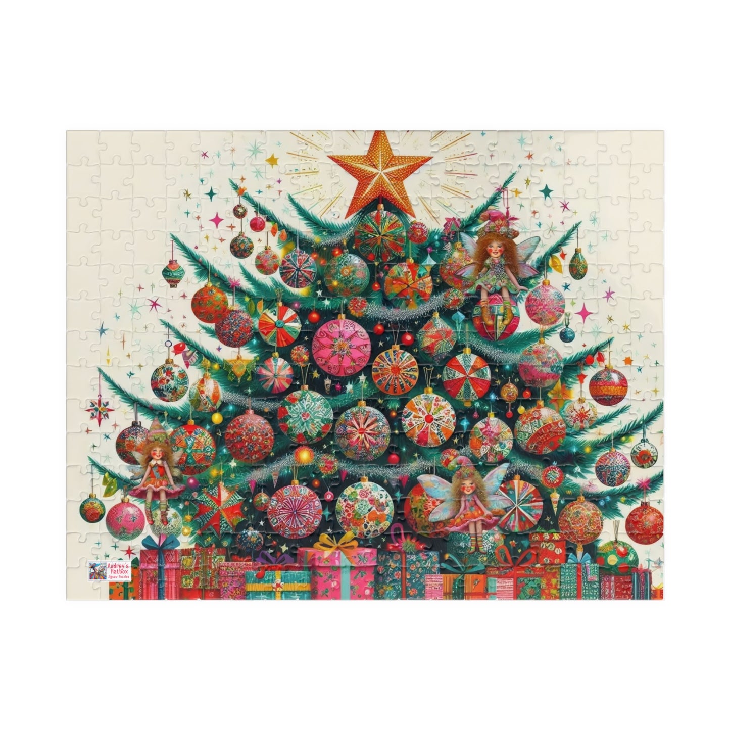 Christmas Tree Fairies Jigsaw Puzzle US: Magical Colorful Festive Scene (110-1014-piece)