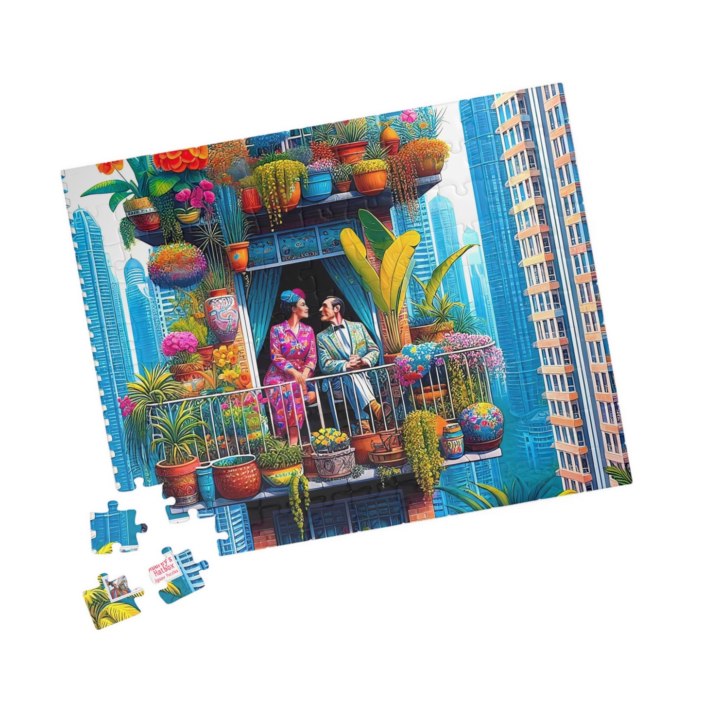 High Rise Love Nest Jigsaw Puzzle (110, 252, 520, 1014-piece). Cute, quirky and whimsical gift idea. Family Game. Fun for all ages.