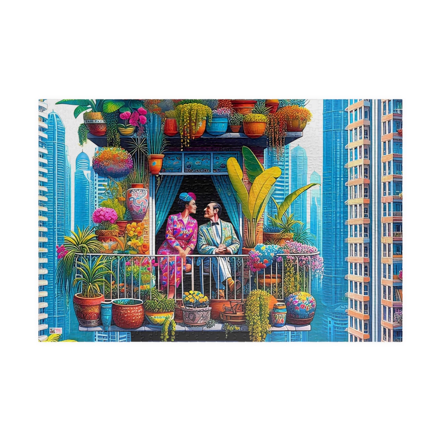 High Rise Love Nest Jigsaw Puzzle (110, 252, 520, 1014-piece). Cute, quirky and whimsical gift idea. Family Game. Fun for all ages.