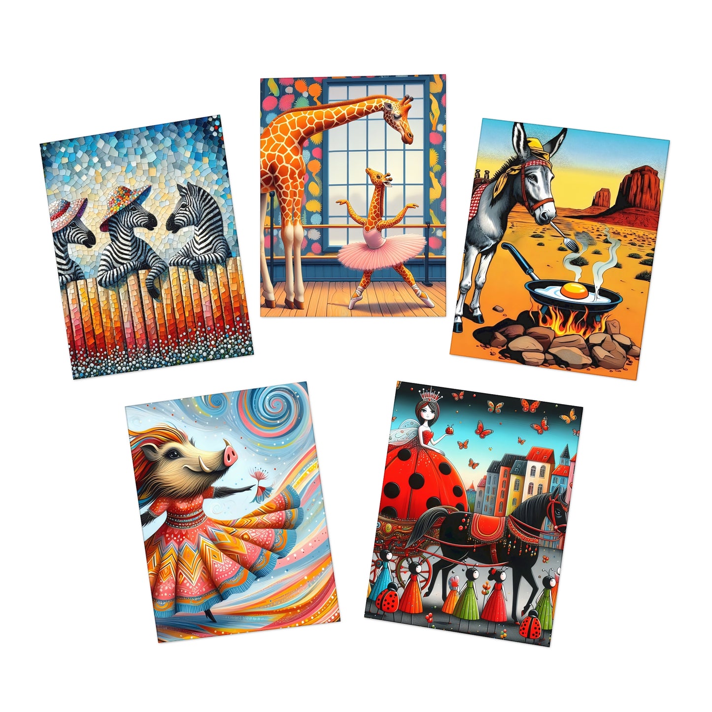 Quirky Creatures Greeting Card Collection (5-pack/5 designs)