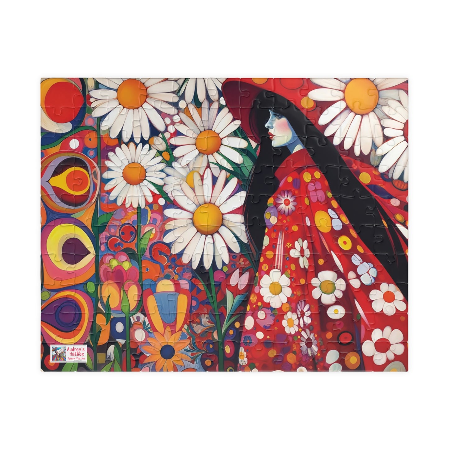 Daisy Dreams Jigsaw Puzzle (110, 252, 520, 1014-piece). Unique, Whimsical, Vintage, Pretty Birthday Gift Idea. Family Fun Game All Ages.