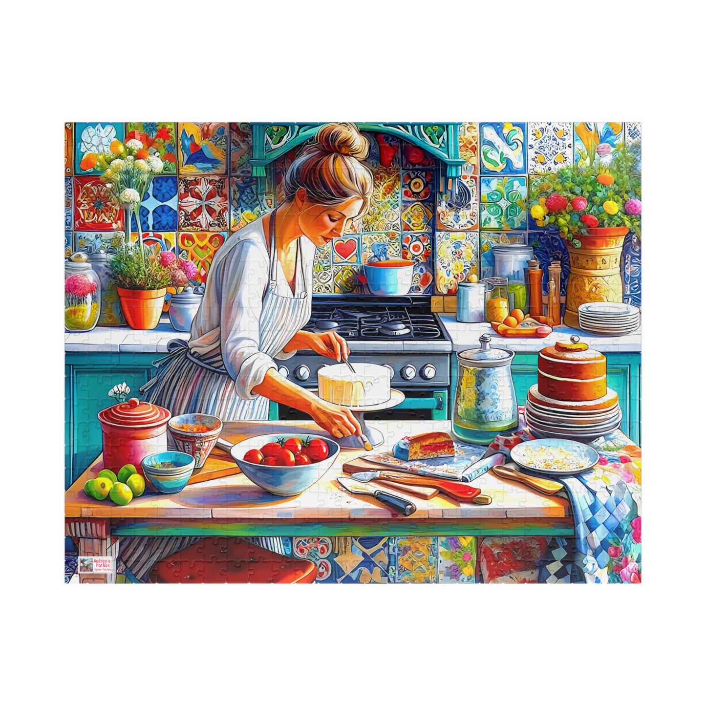 The Cake Artist's Kitchen Jigsaw Puzzle (110, 252, 520, 1014-piece). Colourful, intricate and cosy. Great gift idea. Family Games Activity