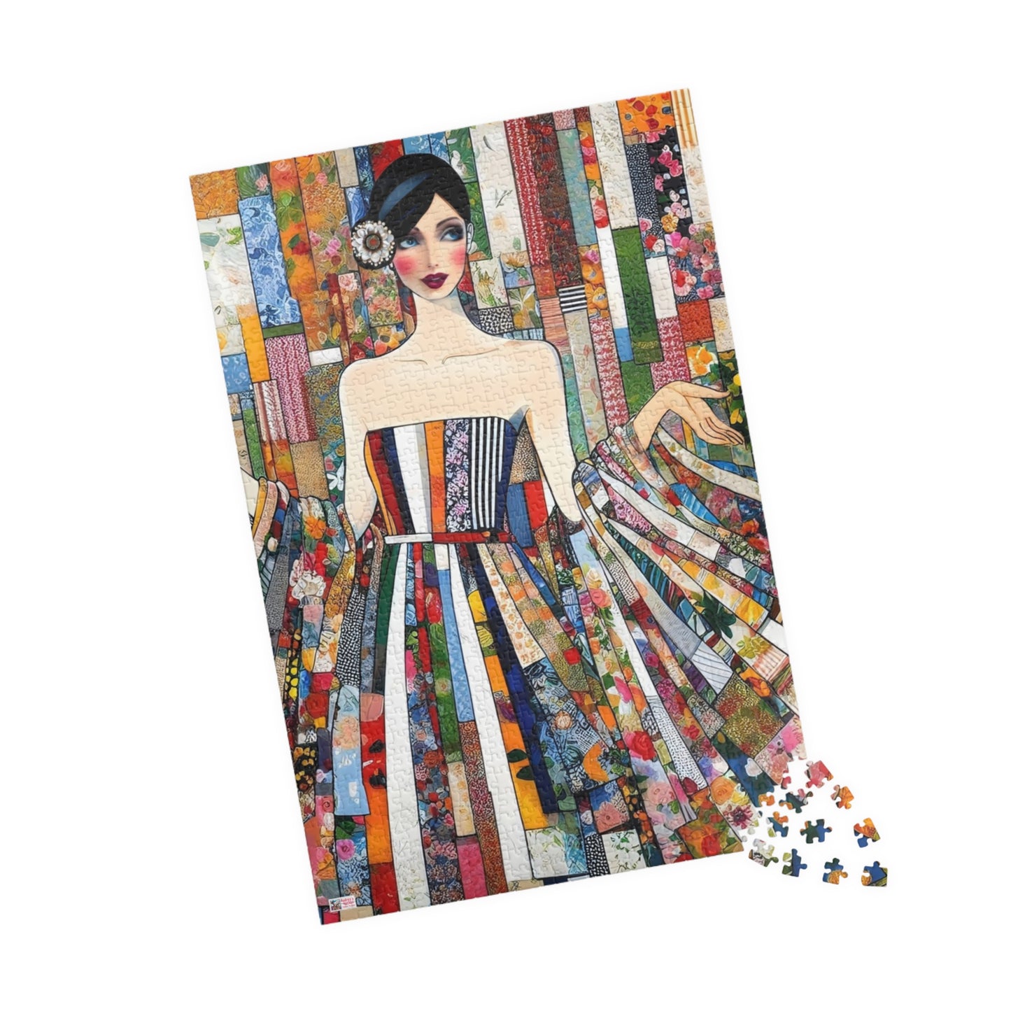 Fabric Princess Jigsaw Puzzle US: Patchwork Prints Fashion Collage  (110-1014 Pieces)