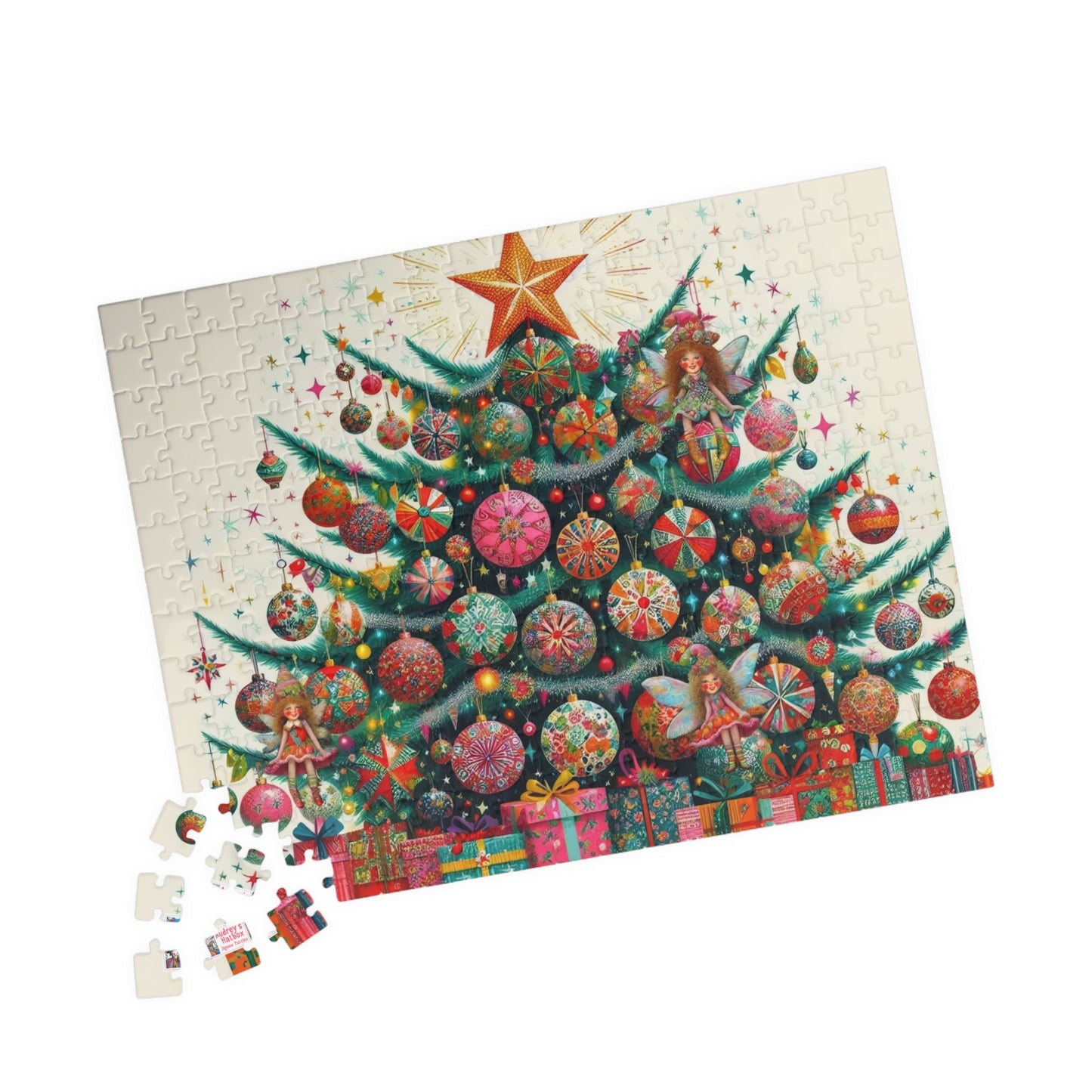 Christmas Tree Fairies Jigsaw Puzzle US: Magical Colorful Festive Scene (110-1014-piece)