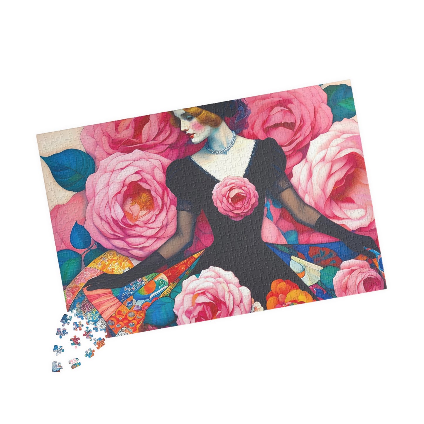 Lady of the Roses Jigsaw Puzzle (110, 252, 520, 1014-piece). Charming Vintage, Whimsical and Pretty Gift Idea for Birthdays, Patients