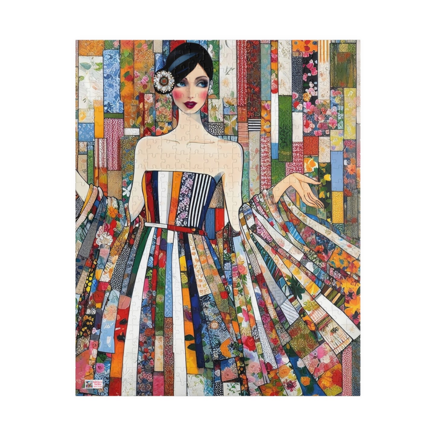Fabric Princess Jigsaw Puzzle US: Patchwork Prints Fashion Collage  (110-1014 Pieces)