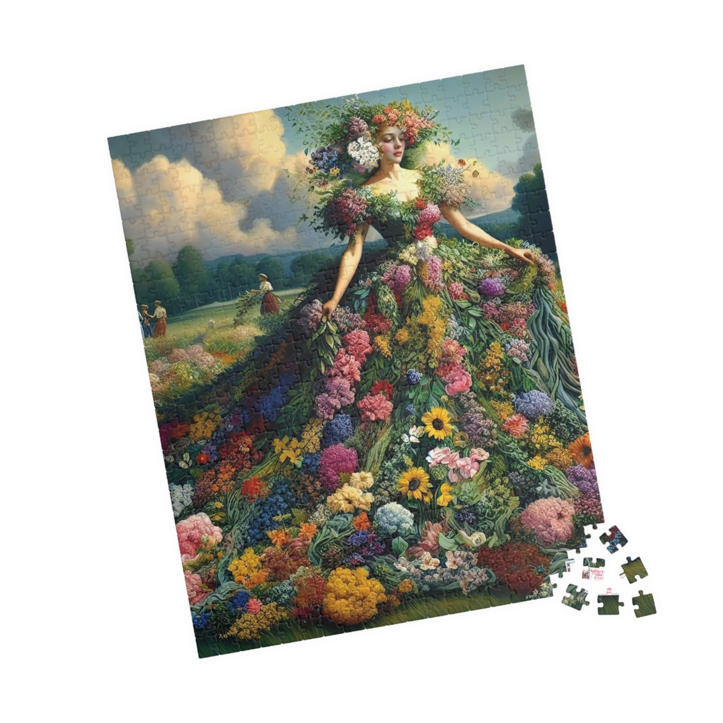 First Blush of Spring Jigsaw Puzzle US: Woman in a Gown Made of Flowers Heralds in the Season (110-1014-piece)