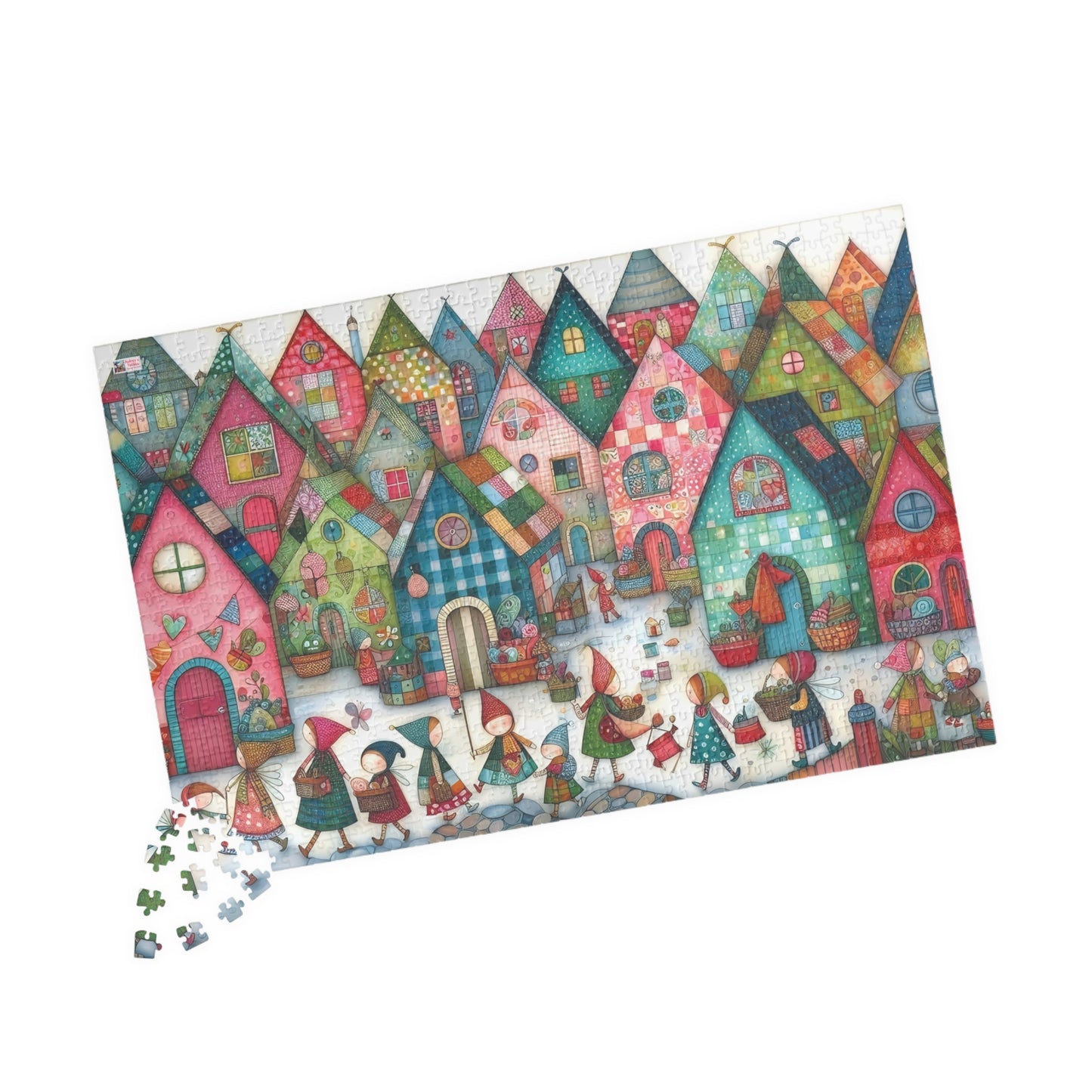 Pixie Village Jigsaw Puzzle (110, 252, 520, 1014-piece). Whimsical and Magical Fairy Tale Fantasy World. Fun Family Activity,  Gift Idea