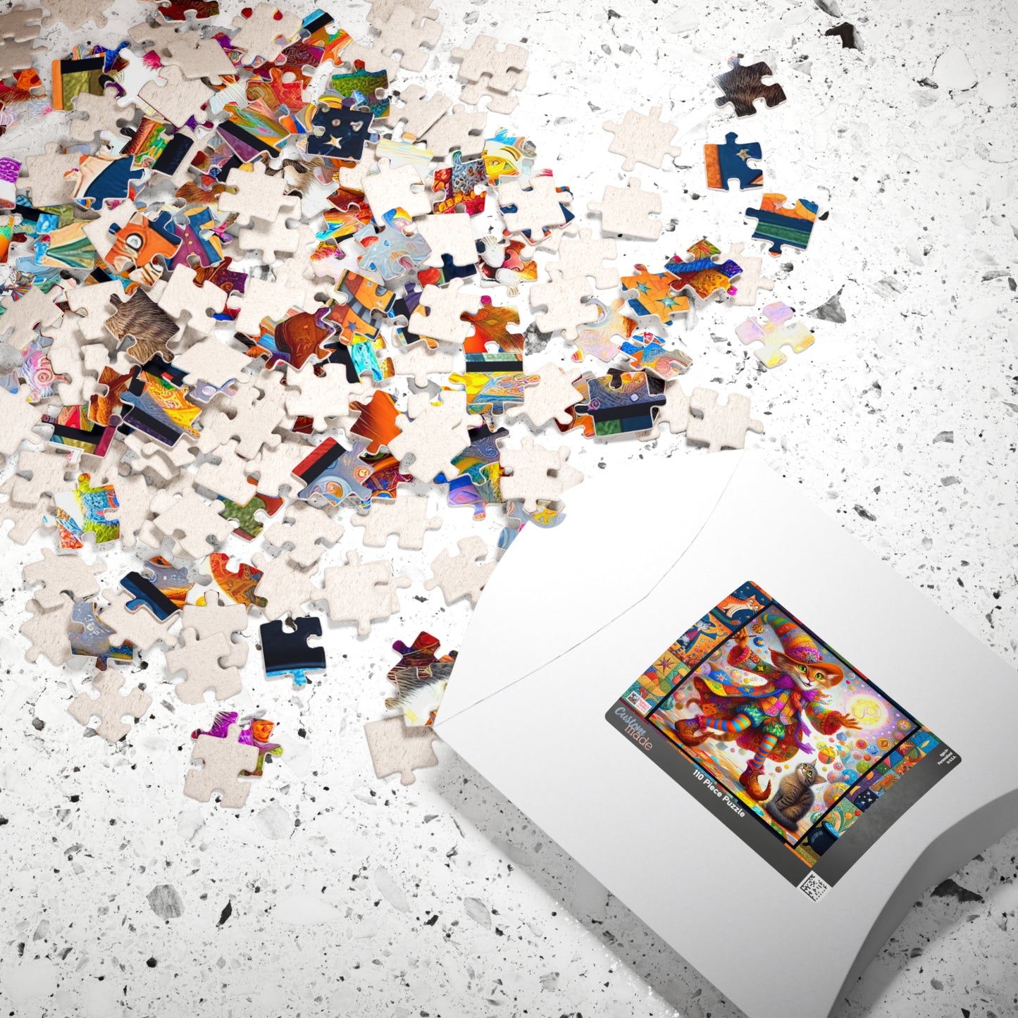Wizard Cat Patchwork Jigsaw Puzzle (110, 252, 520, 1014-piece). Fantasy, magic, whimsy and charm for the whole family. Fun Game All Ages
