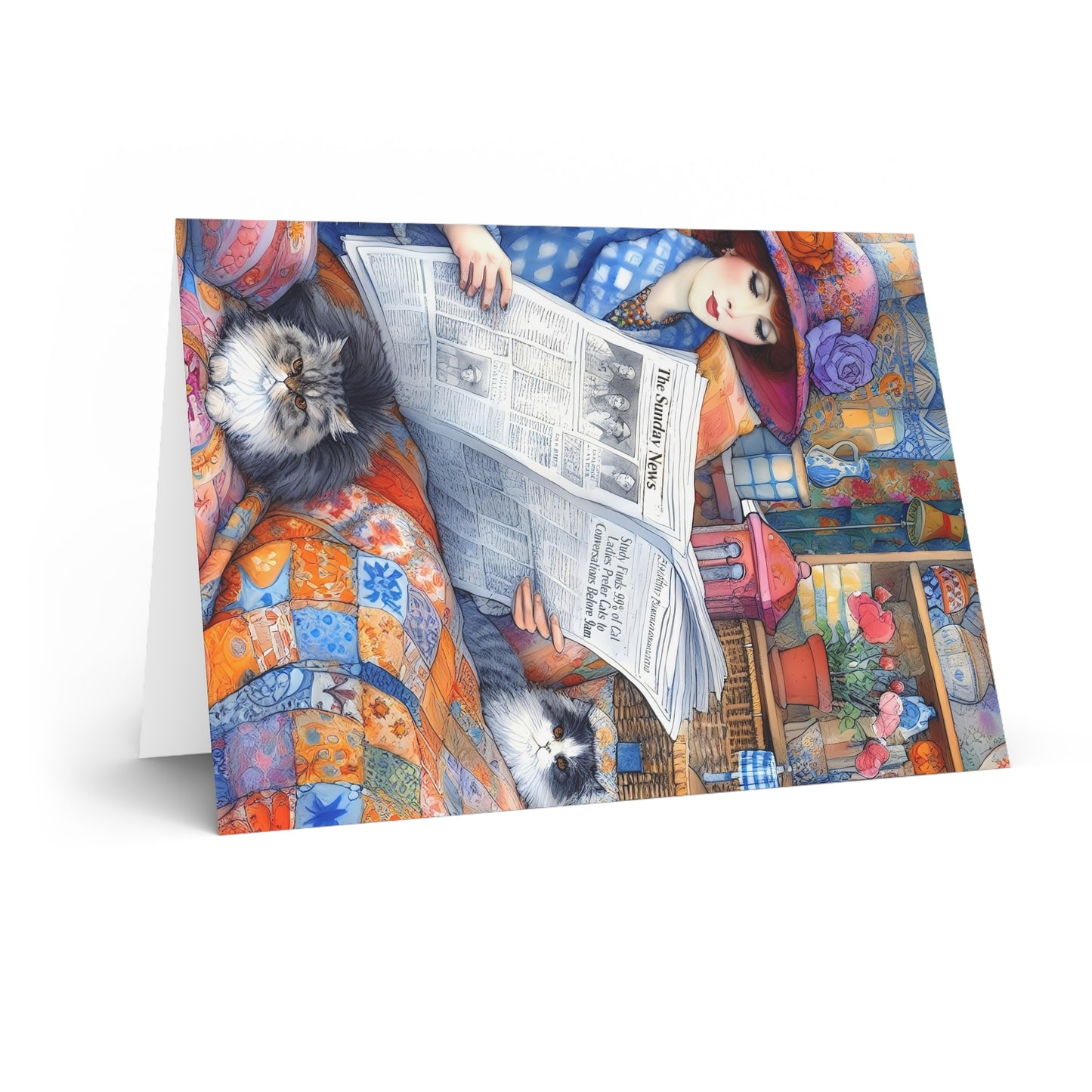 Cat Lady Greeting Cards: Quirky Whimsical Playful, Gift Cat Lovers