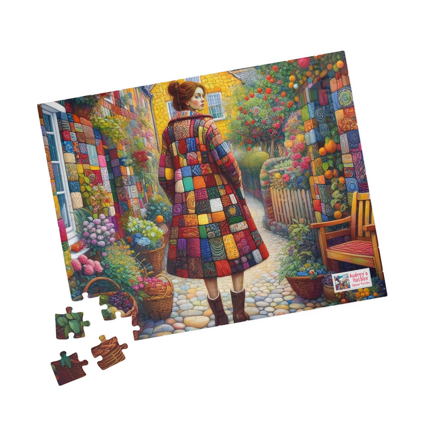 Rainbow Lane Jigsaw Puzzle (110, 252, 520, 1014-piece). Colourful whimsical storybook patchwork village. Fun family activity gift idea.