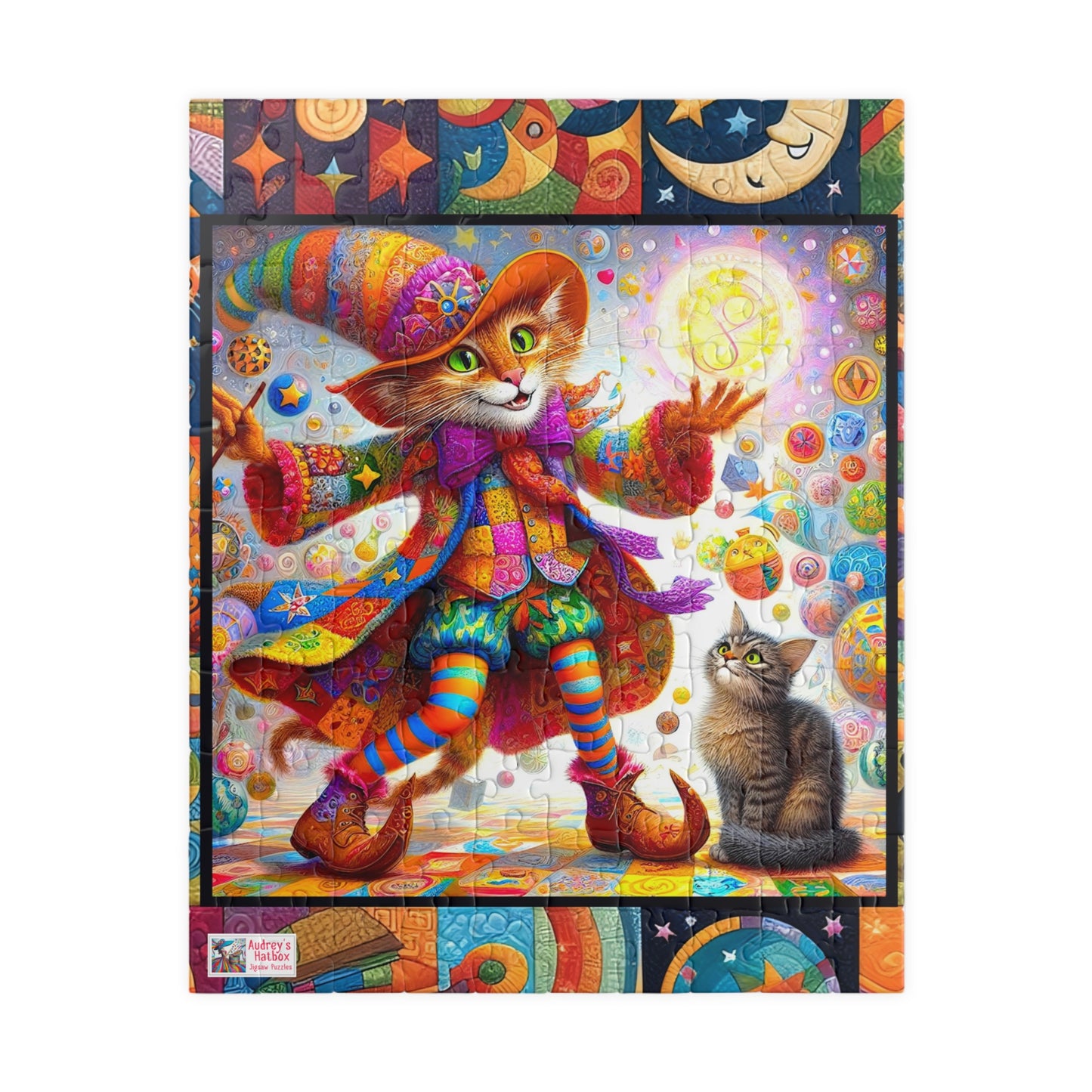 Wizard Cat Patchwork Jigsaw Puzzle (110, 252, 520, 1014-piece). Fantasy, magic, whimsy and charm for the whole family. Fun Game All Ages