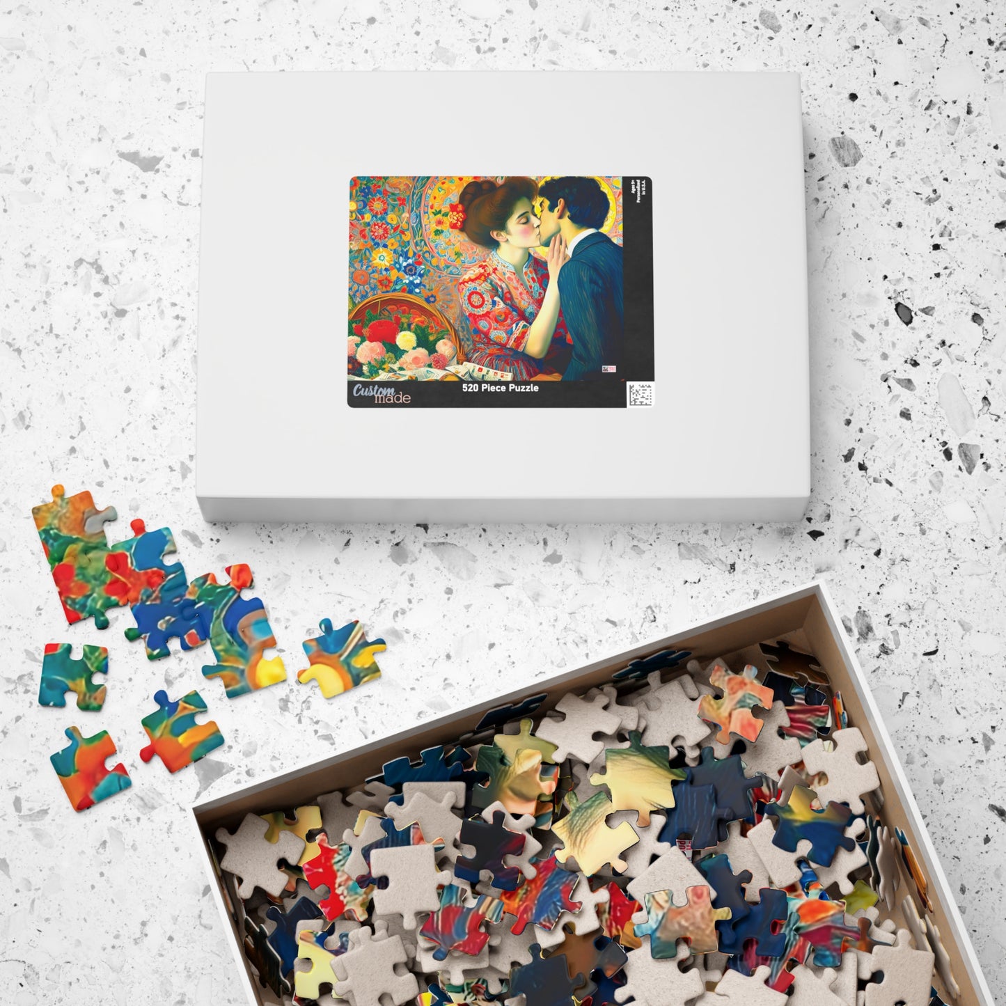 Stolen Kiss Jigsaw Puzzle - 110, 252, 520, 1014 piece. Young Vintage Lovers Share a Romantic Moment. Gift Idea Nostalgic Charm.