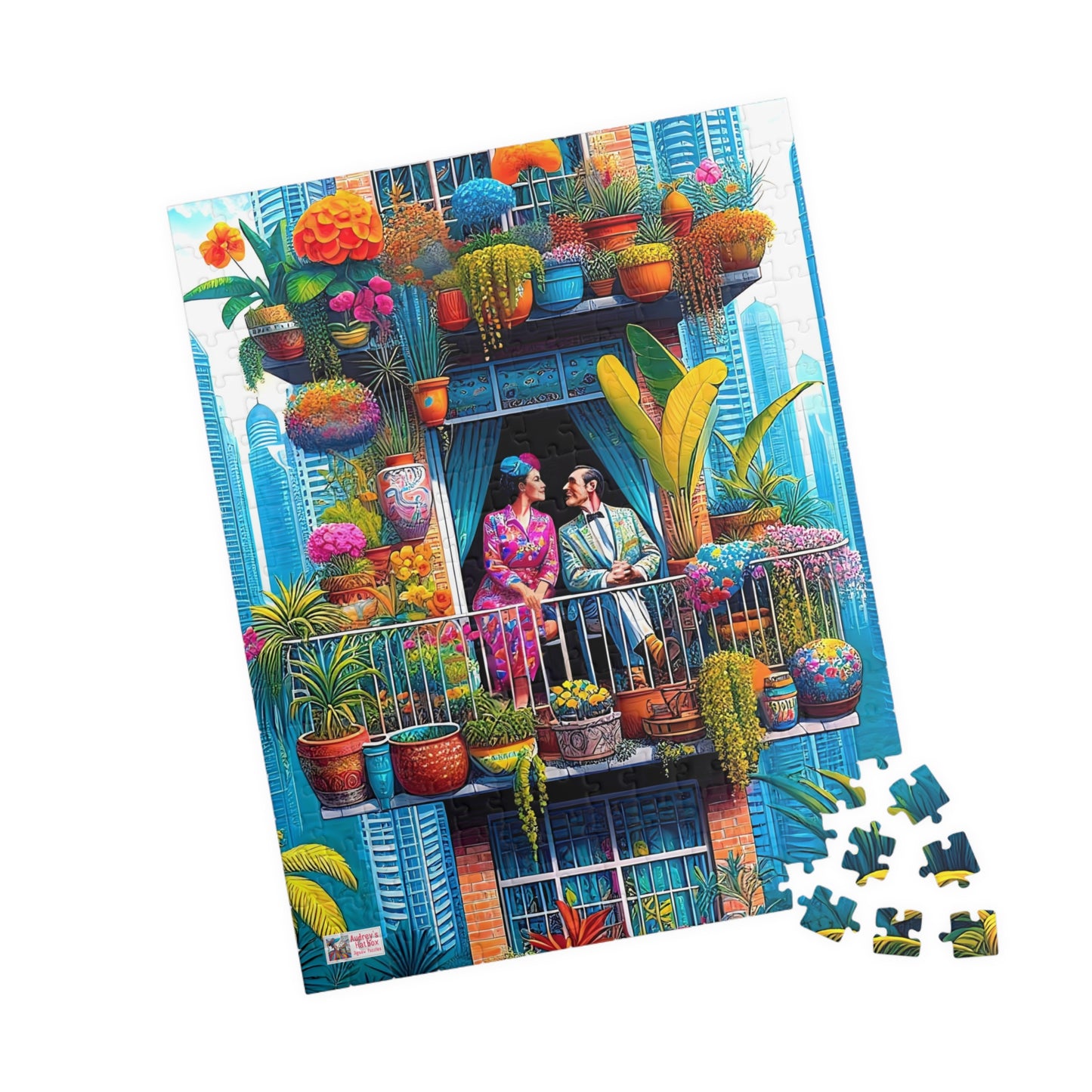 High Rise Love Nest Jigsaw Puzzle (110, 252, 520, 1014-piece). Cute, quirky and whimsical gift idea. Family Game. Fun for all ages.