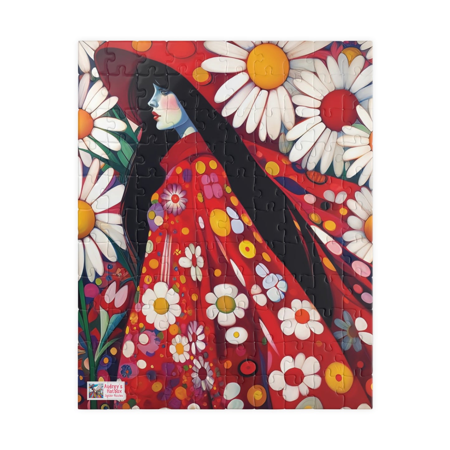 Daisy Dreams Jigsaw Puzzle (110, 252, 520, 1014-piece). Unique, Whimsical, Vintage, Pretty Birthday Gift Idea. Family Fun Game All Ages.