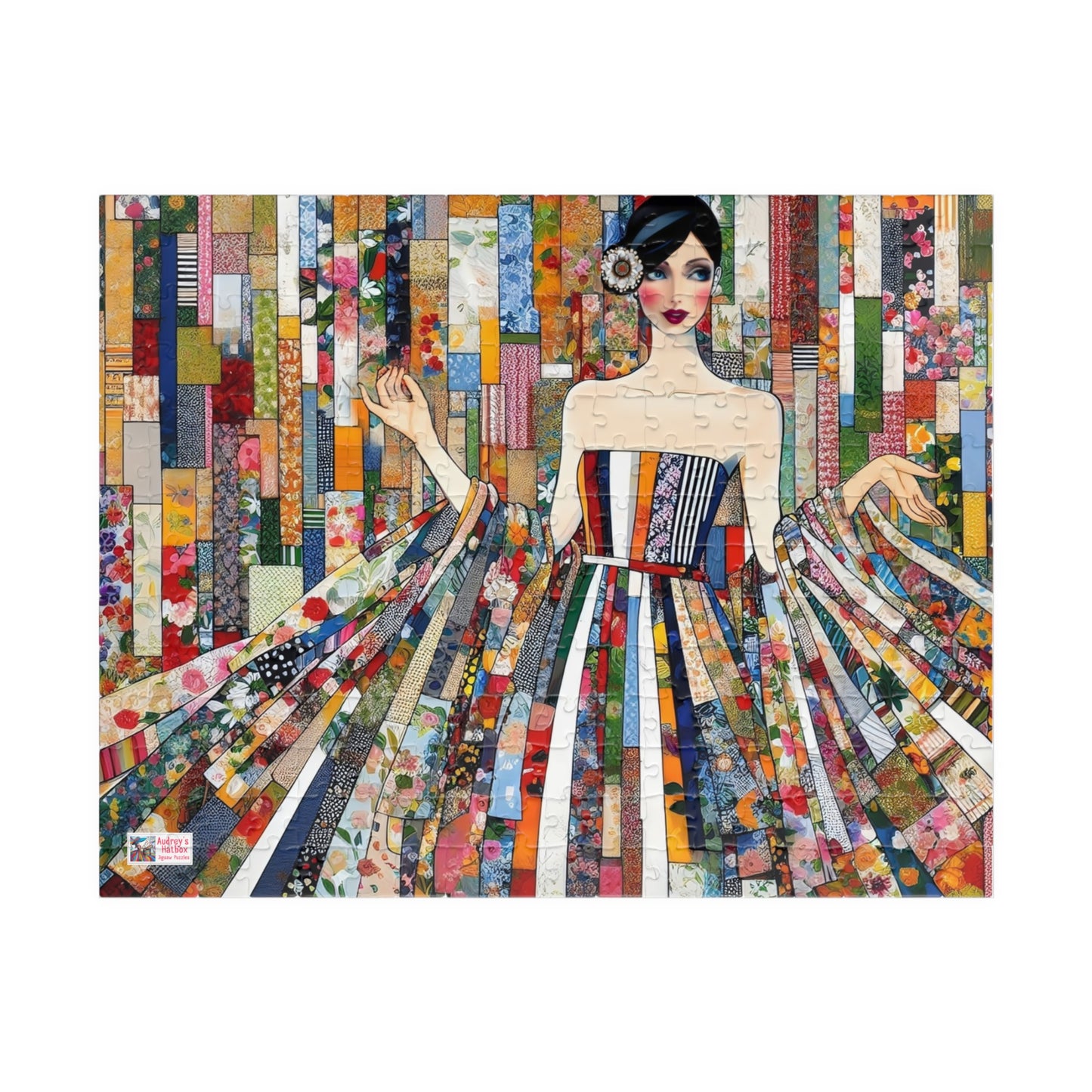 Fabric Princess Jigsaw Puzzle US: Patchwork Prints Fashion Collage  (110-1014 Pieces)