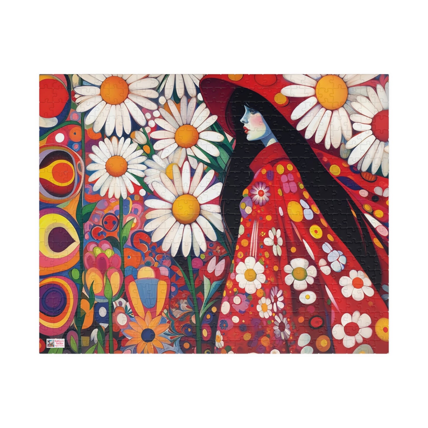Daisy Dreams Jigsaw Puzzle (110, 252, 520, 1014-piece). Unique, Whimsical, Vintage, Pretty Birthday Gift Idea. Family Fun Game All Ages.
