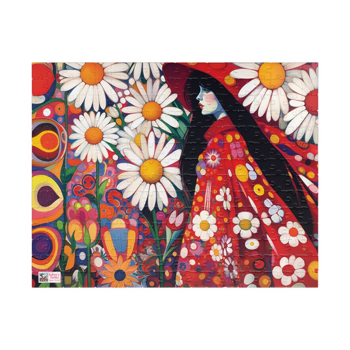 Daisy Dreams Jigsaw Puzzle (110, 252, 520, 1014-piece). Unique, Whimsical, Vintage, Pretty Birthday Gift Idea. Family Fun Game All Ages.