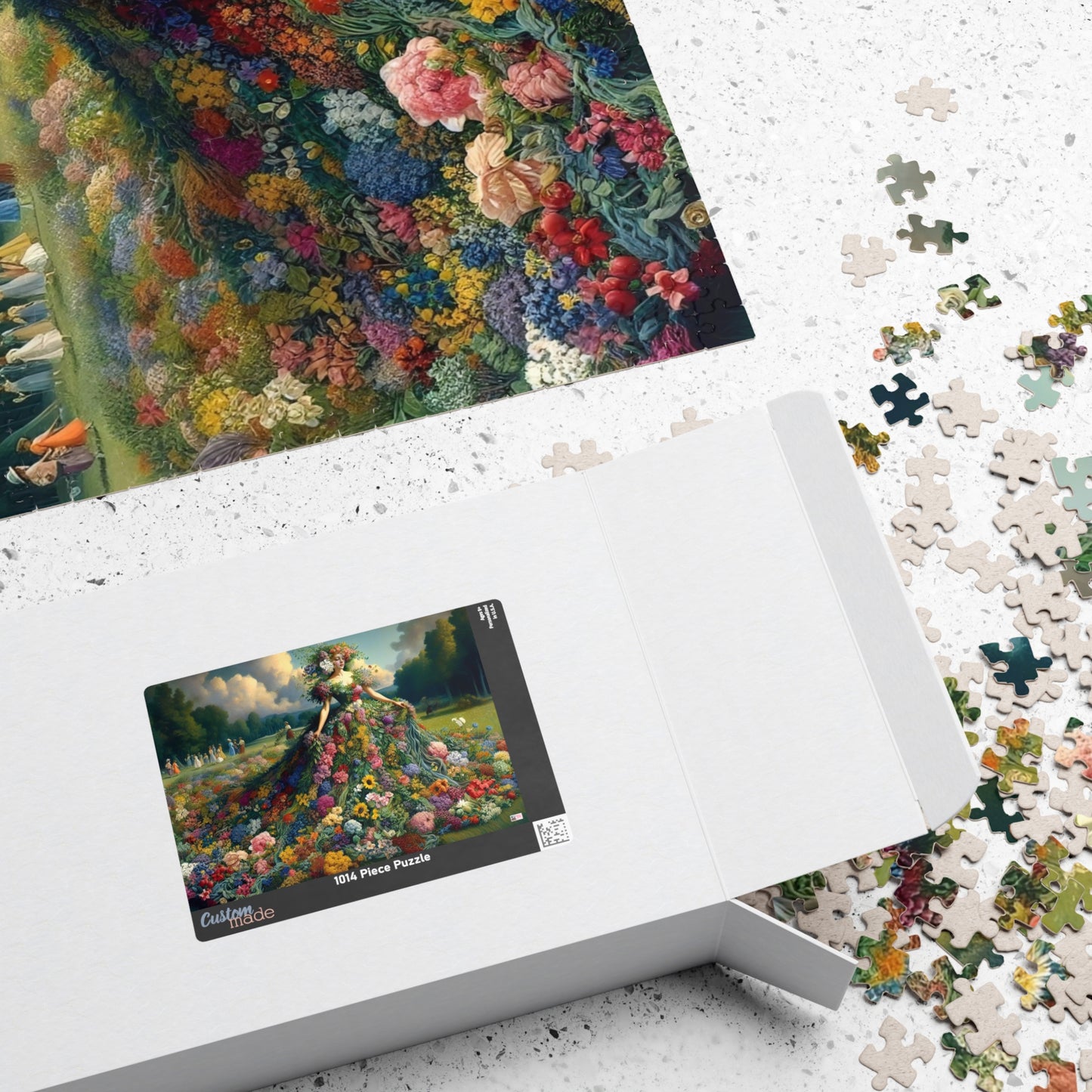 First Blush of Spring Jigsaw Puzzle US: Woman in a Gown Made of Flowers Heralds in the Season (110-1014-piece)