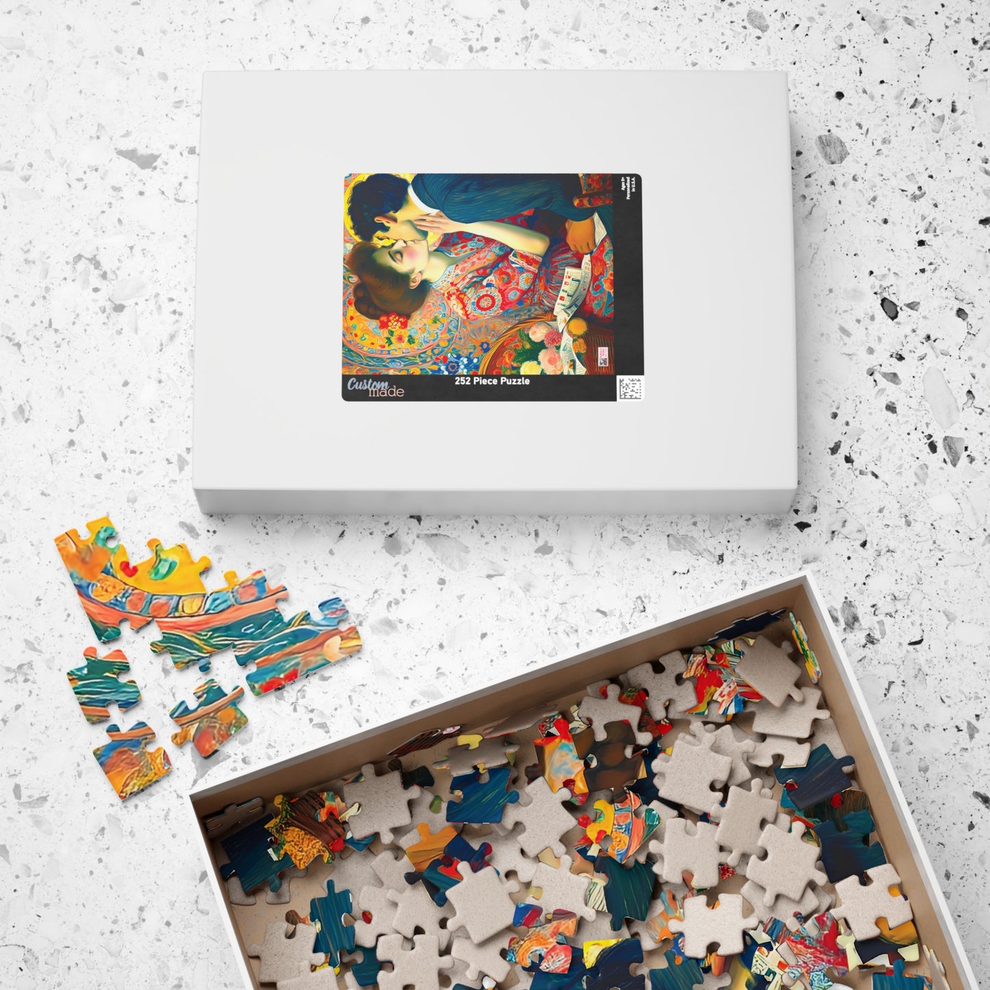 Stolen Kiss Jigsaw Puzzle - 110, 252, 520, 1014 piece. Young Vintage Lovers Share a Romantic Moment. Gift Idea Nostalgic Charm.