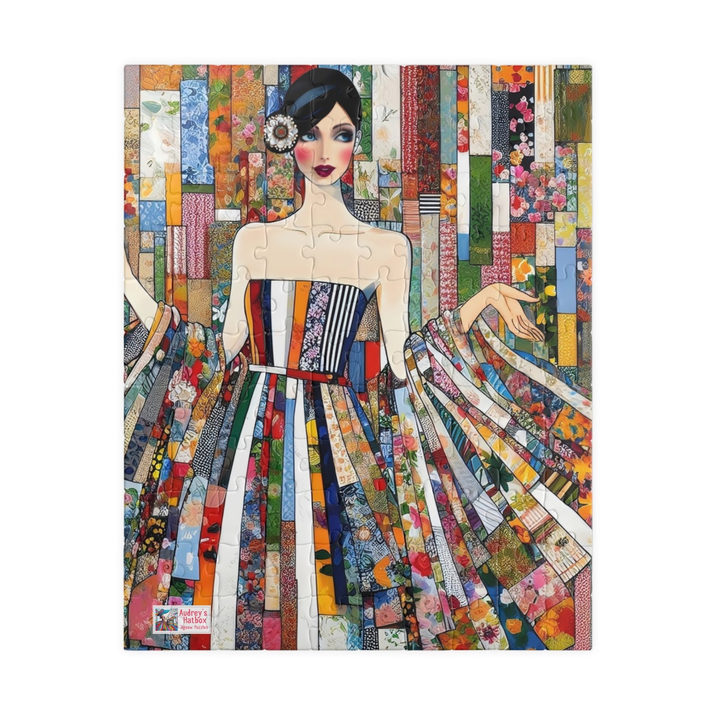 Fabric Princess Jigsaw Puzzle US: Patchwork Prints Fashion Collage  (110-1014 Pieces)