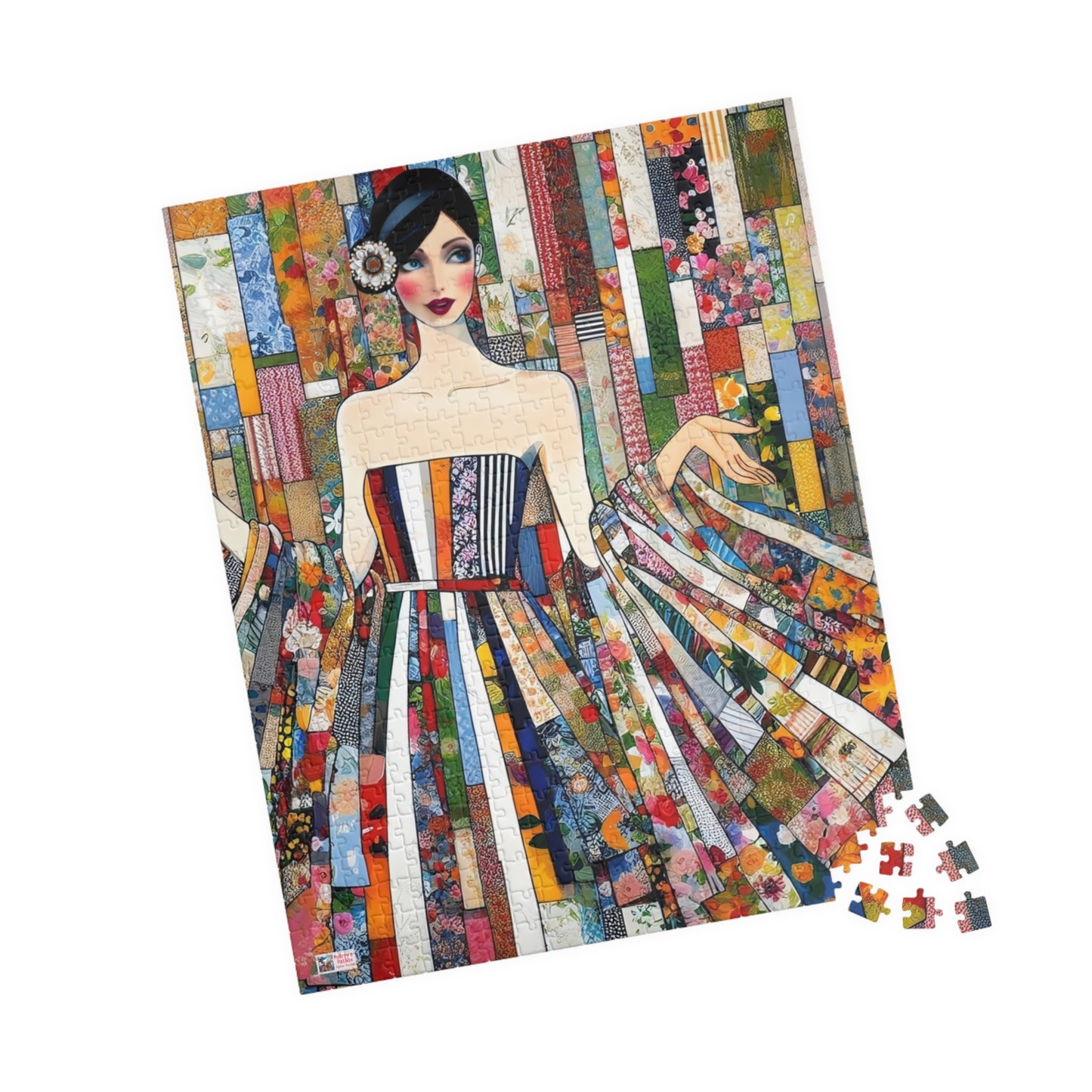 Fabric Princess Jigsaw Puzzle US: Patchwork Prints Fashion Collage  (110-1014 Pieces)