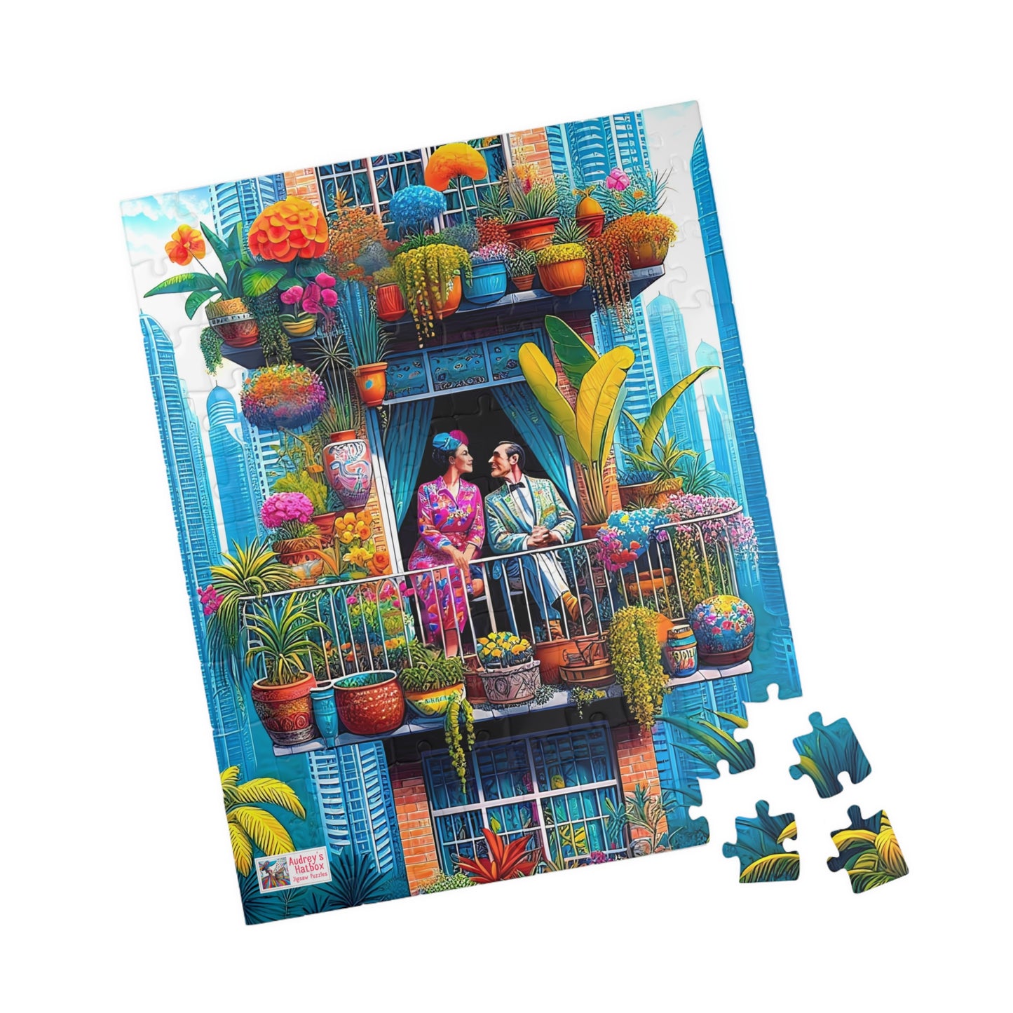 High Rise Love Nest Jigsaw Puzzle (110, 252, 520, 1014-piece). Cute, quirky and whimsical gift idea. Family Game. Fun for all ages.