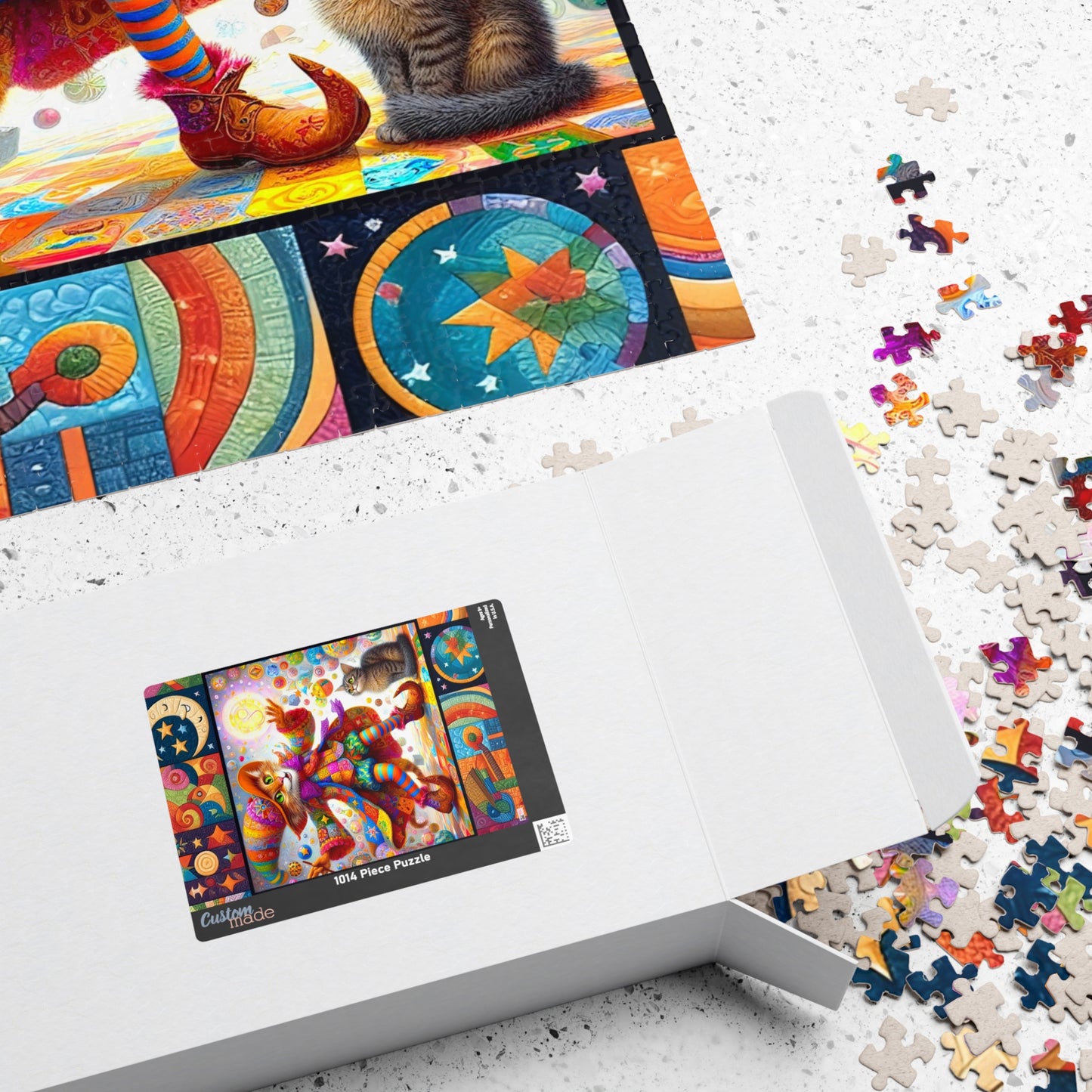 Wizard Cat Patchwork Jigsaw Puzzle (110, 252, 520, 1014-piece). Fantasy, magic, whimsy and charm for the whole family. Fun Game All Ages